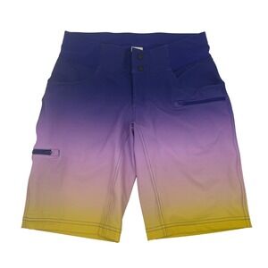 Shredly Shorts Womens‎ 4 Purple Yellow All Time Mid Rise Short Stretch Waistband